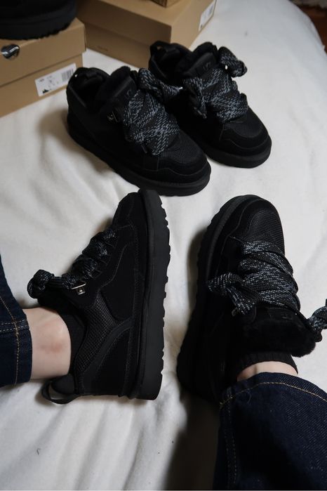 36-41‼️ Дуті Ugg Lowmel Sneaker Black угг ловмел чорні широкі шнурки