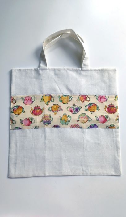 Unikatowa torba eco shopper na zakupy ze lnu, boho