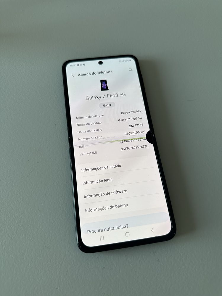 Samsung z flip 3 256 gb ecra danificado