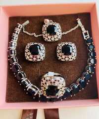 Zestaw biżuterii srebnej 925 komplet  komplekt  black onix pantera