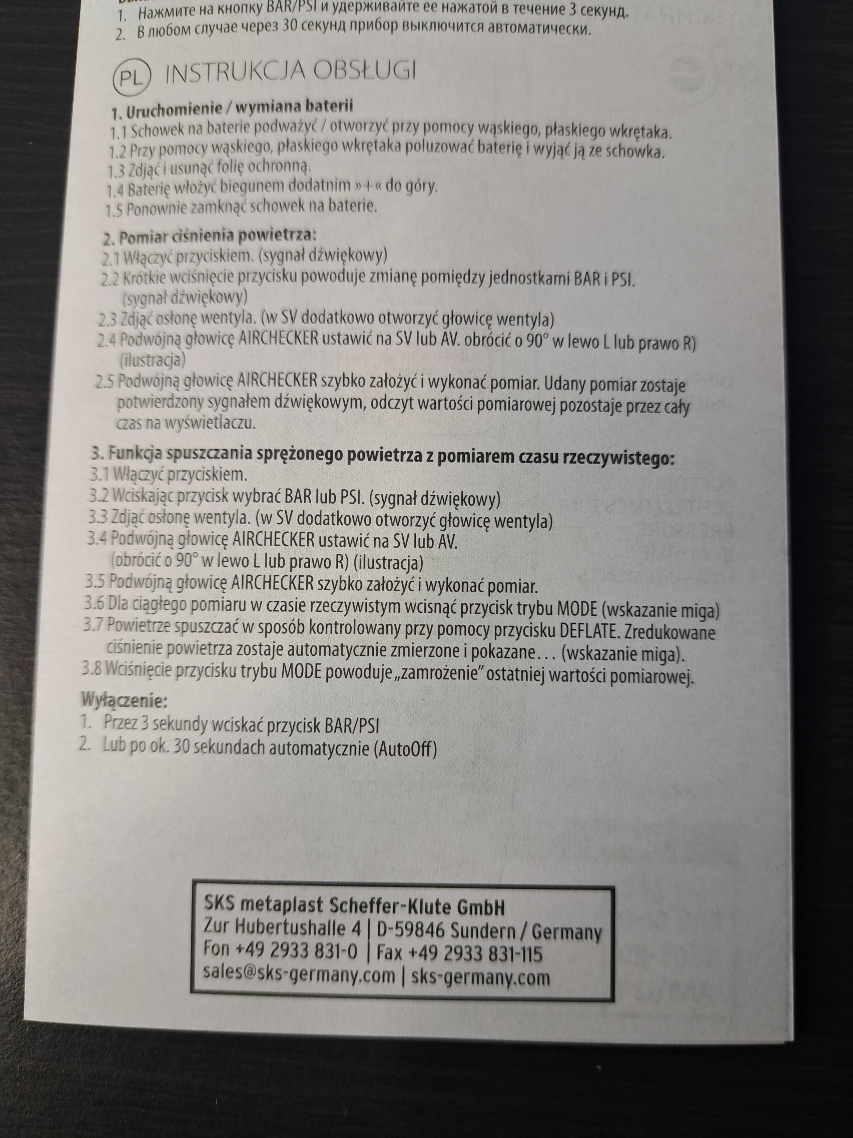Manometr cyfrowy SKS Airchecker cyfrowy miernik ciśnienia