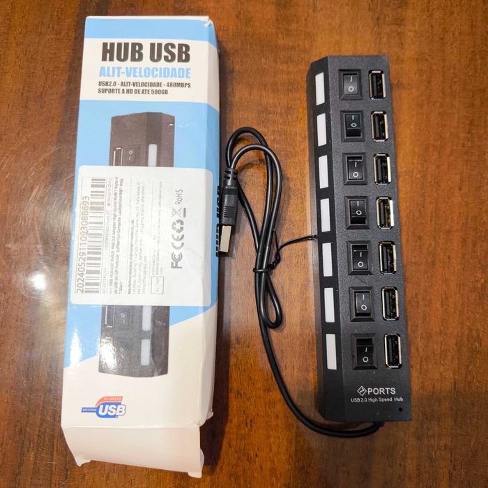 НОВЫЙ Разветвитель USB-A на 7 портов удлинитель с подсветкой для комп