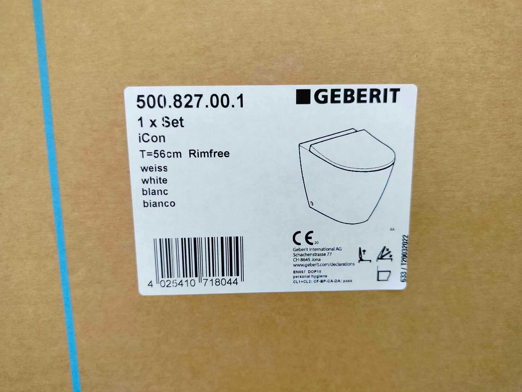 Sedes, WC, toaleta GEBERIT iCON 500.827.00.1 Rimfree, Komplet z deską