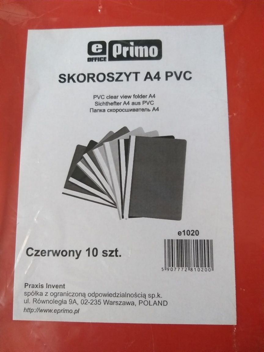 Skoroszyt A4 opakowanie 10 sztuk NOWE czerwone