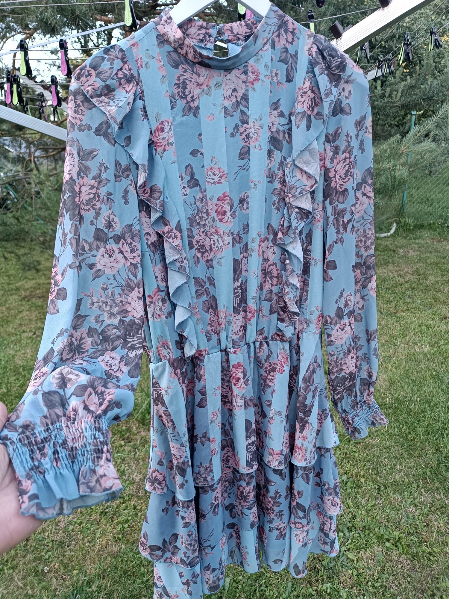 Sukienka Mohito 40 L Falbany falbanki romantyczna Boho Hippie lekka