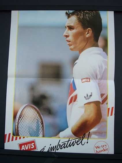 Poster de ténis anos 80 -  Ivan LENDL – Avis – 40x29cm