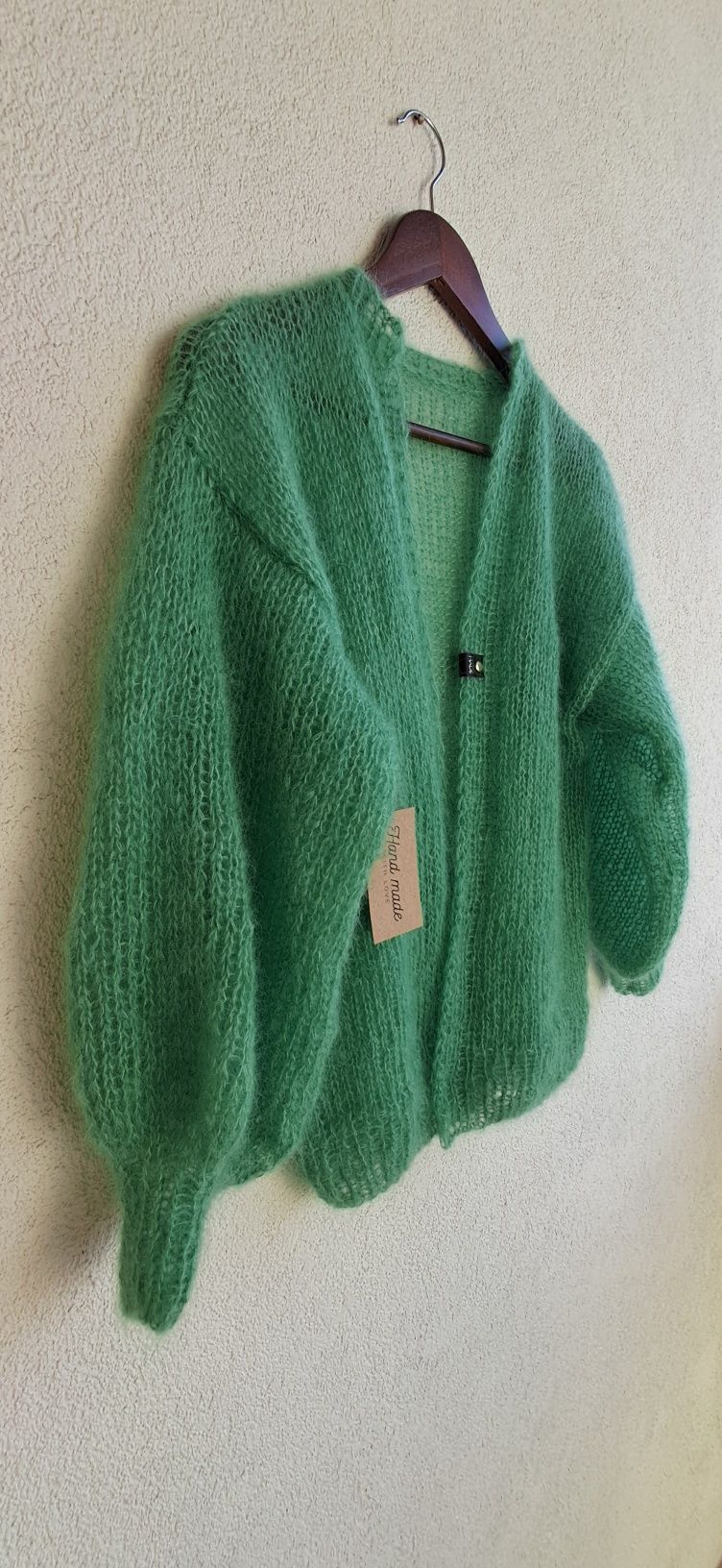 Piękny sweter moher z jedwabiem.Handmade.