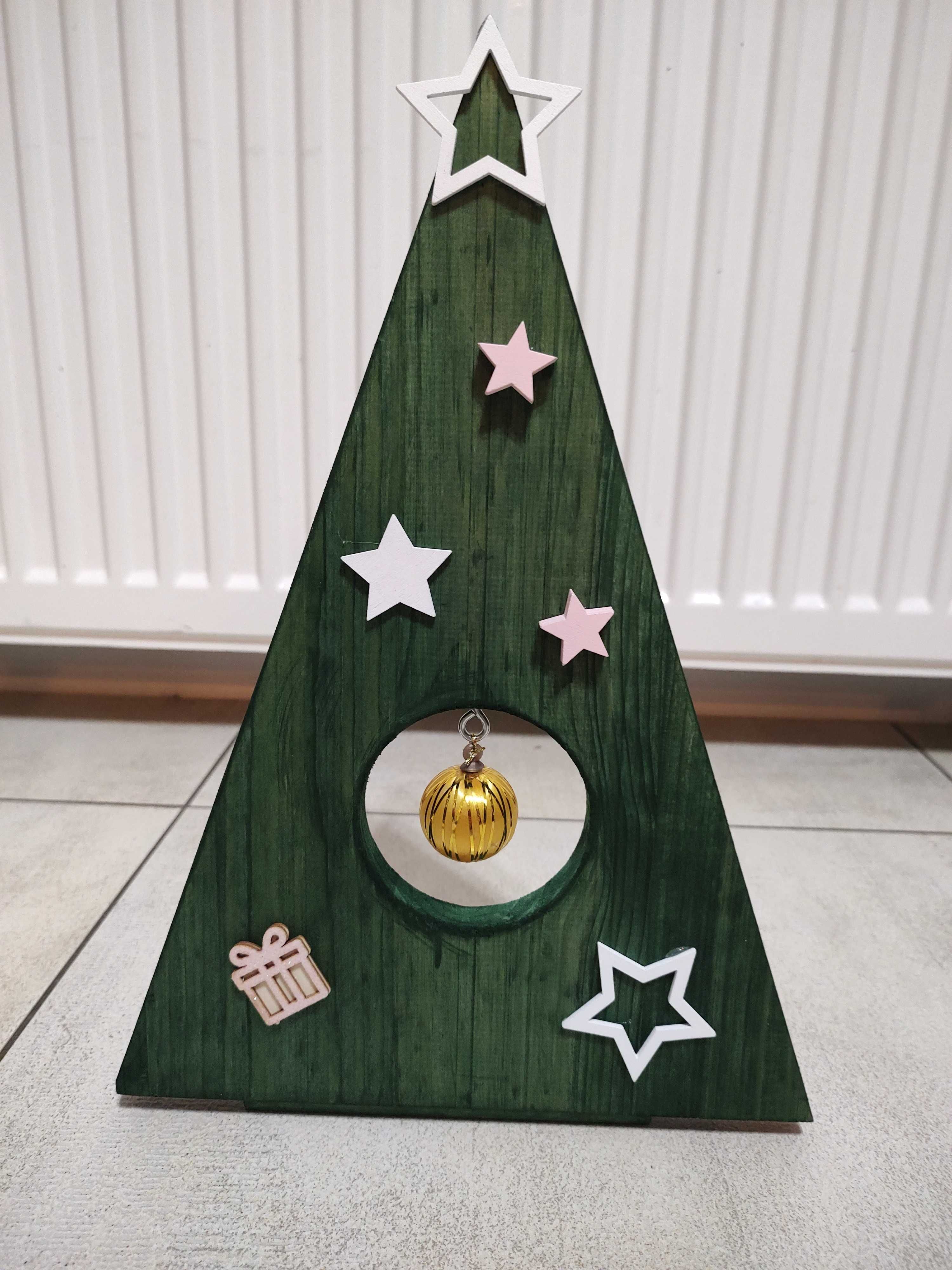 Choinka drewniana decoupage świąteczna dekoracja