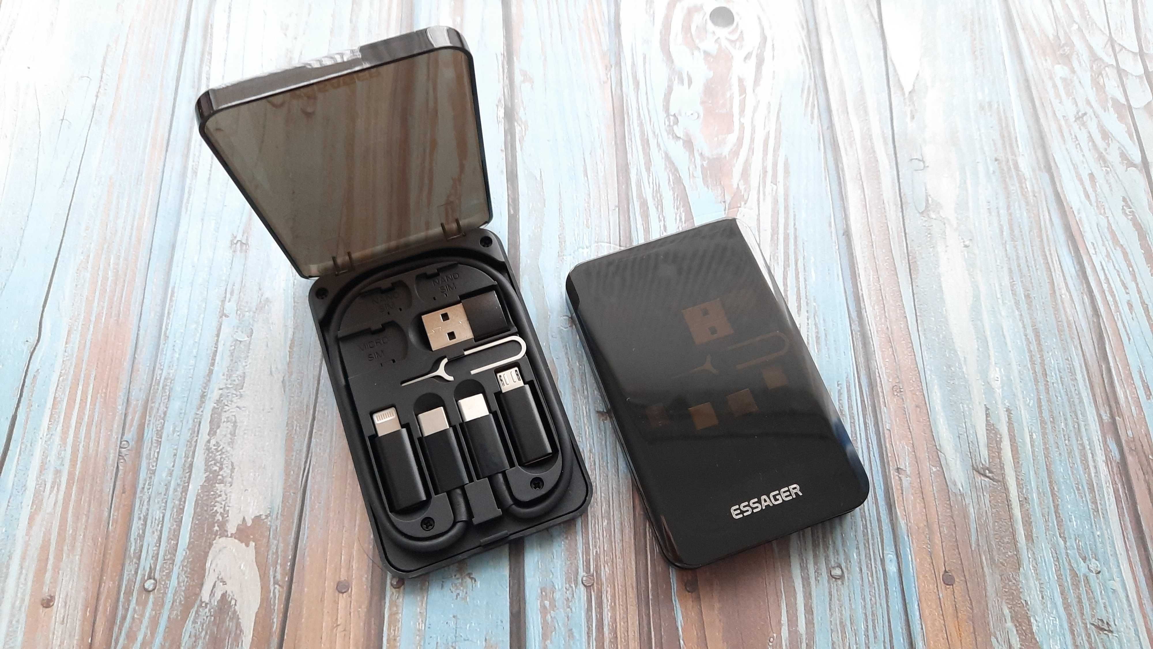 Essager 4in1 органайзер для SIM карт, кабелів USB / Type С / Lightning