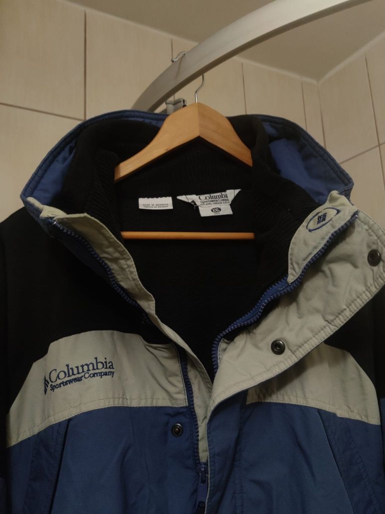 Kurtka Columbia Sportswear XL XXL niebieska wiatrówka z podpinką ociep
