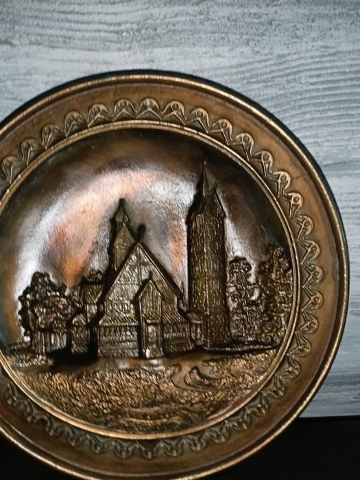 Talerz, płaskorzeźba, obraz - Świątynia Wang z brązu lub mosiądzu