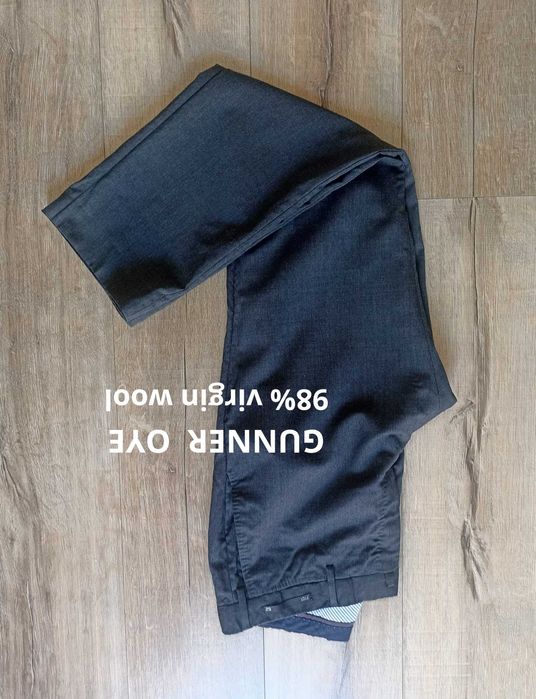 Wełniane spodnie, Gunner OYE,Slim Fit, rozmiar 52, 98% wełna dziewicza