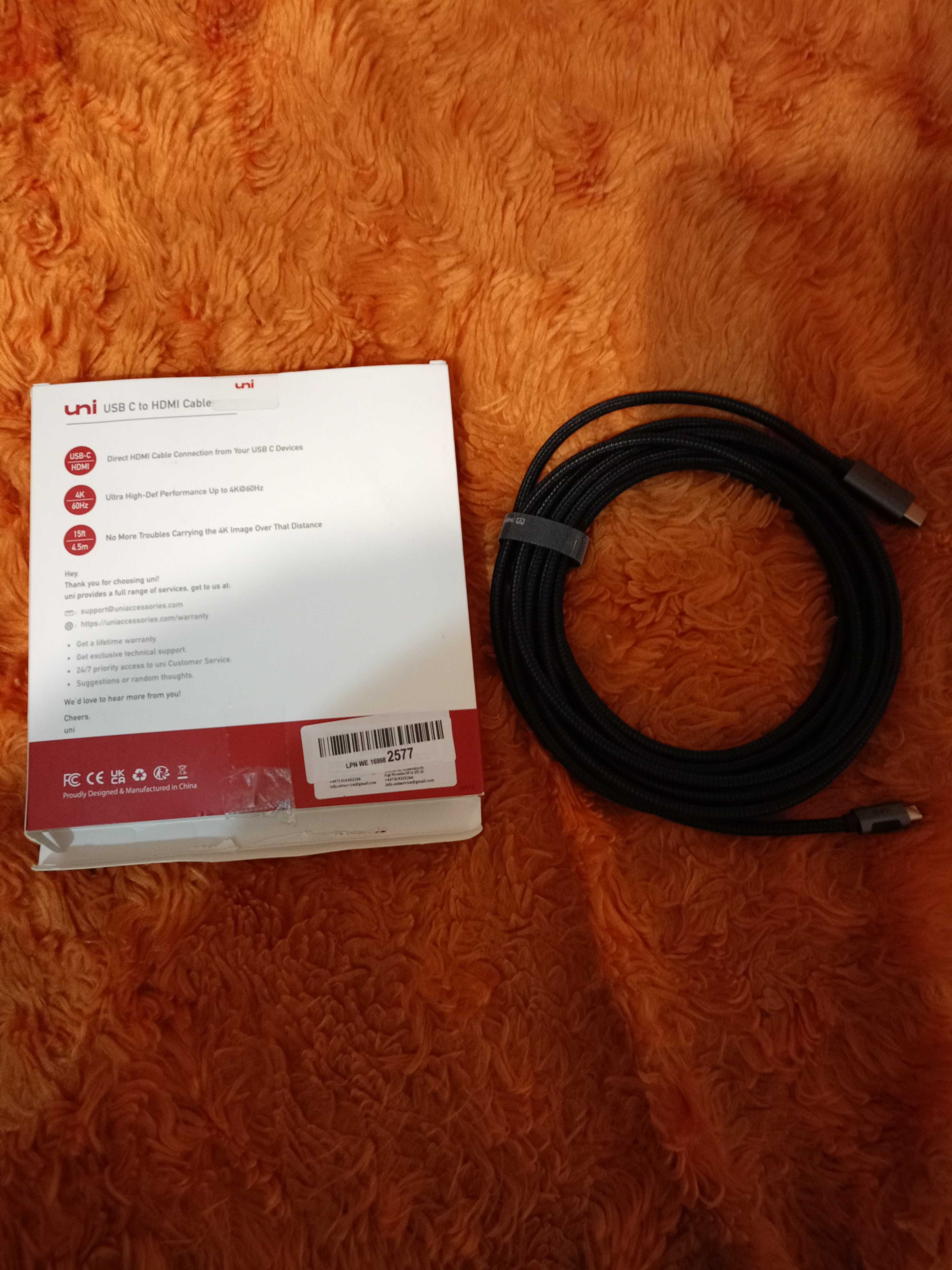 Uni – USB-C to DisplayPort Cable – Kabel Display Port 4K