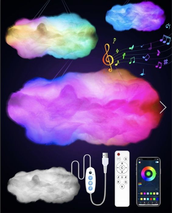 Нічник Підвісний 3D LED світильник у вигляді хмари з пультом