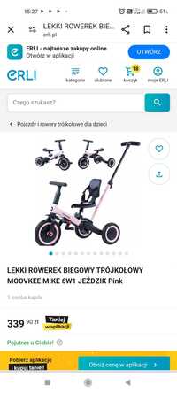 Rowerek biegowy trójkołowy