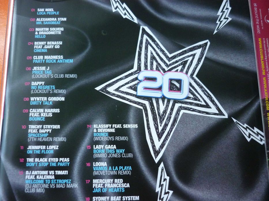 3 płyty CD "Clubland 20": Rihanna Lopez Aguilera Del Rey Gaga Benassi
