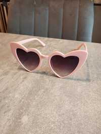 Okulary przeciwsłoneczne vintage plastikowe kocie oczy serca