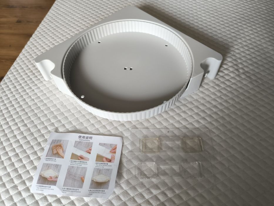 Półka narożna obrotowa prysznicowa jasno szara bez wiercenia