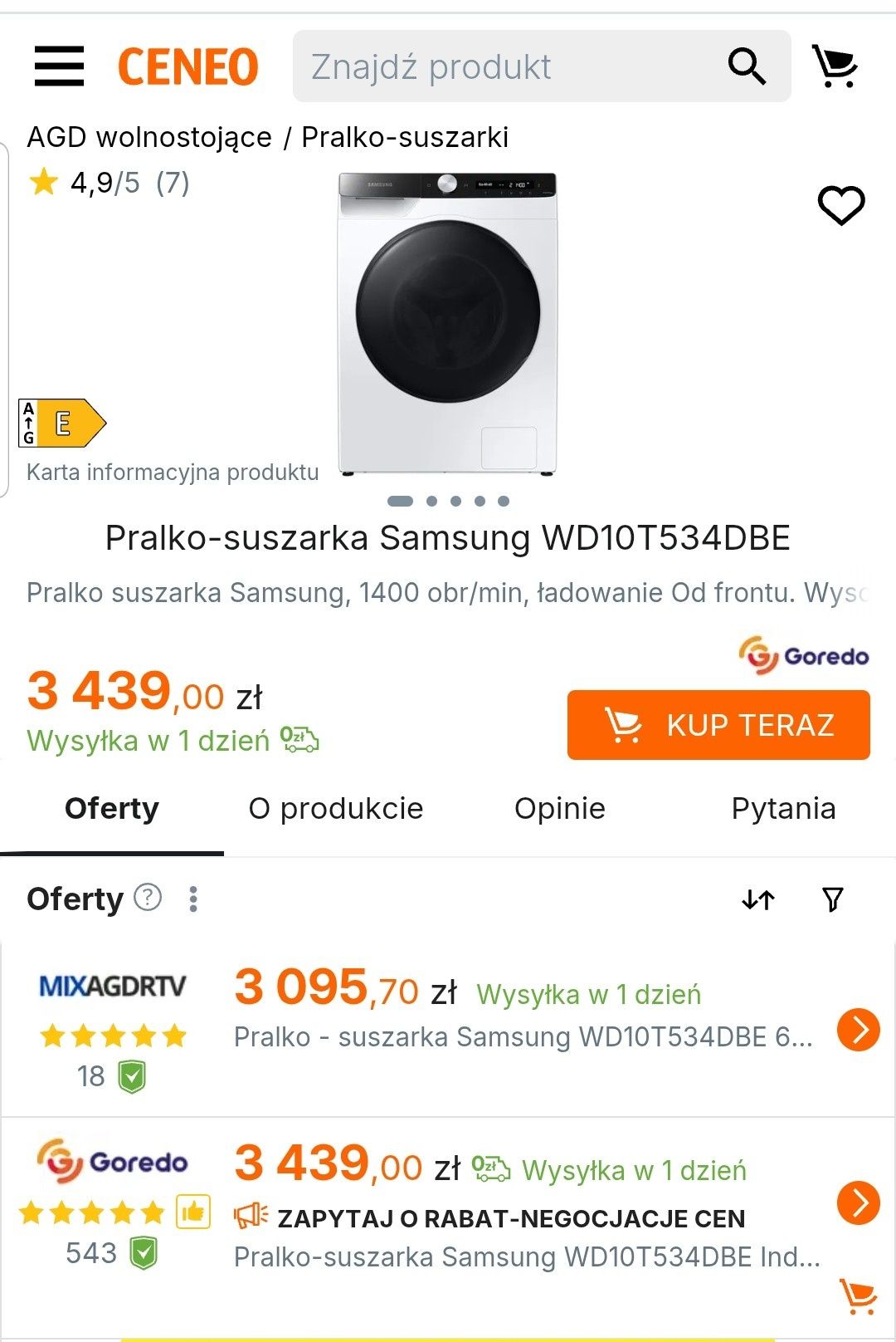 Pralko-suszarka Samsung . Stan Bardzo dobry ! Atrakcyjna cena!