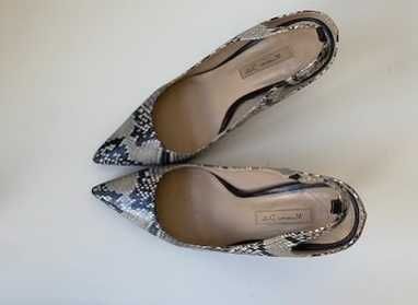 Sapato Tacão Mules Pele Animal Print - Massimo Dutti Tamanho 38