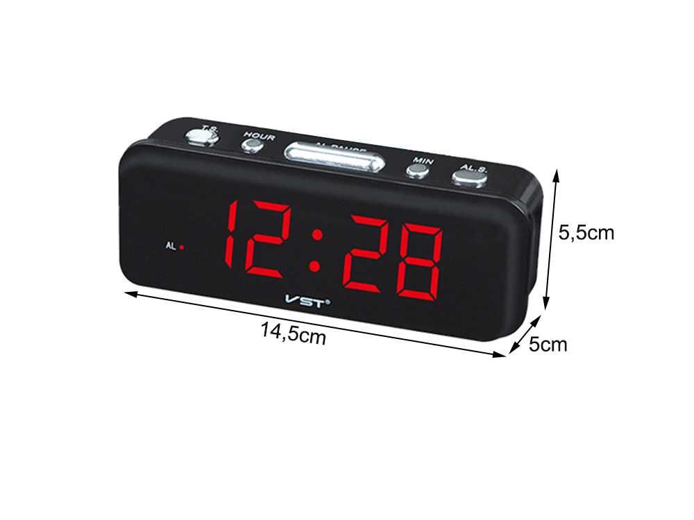 Budzik zegar elektroniczny sieciowy LED alarm
