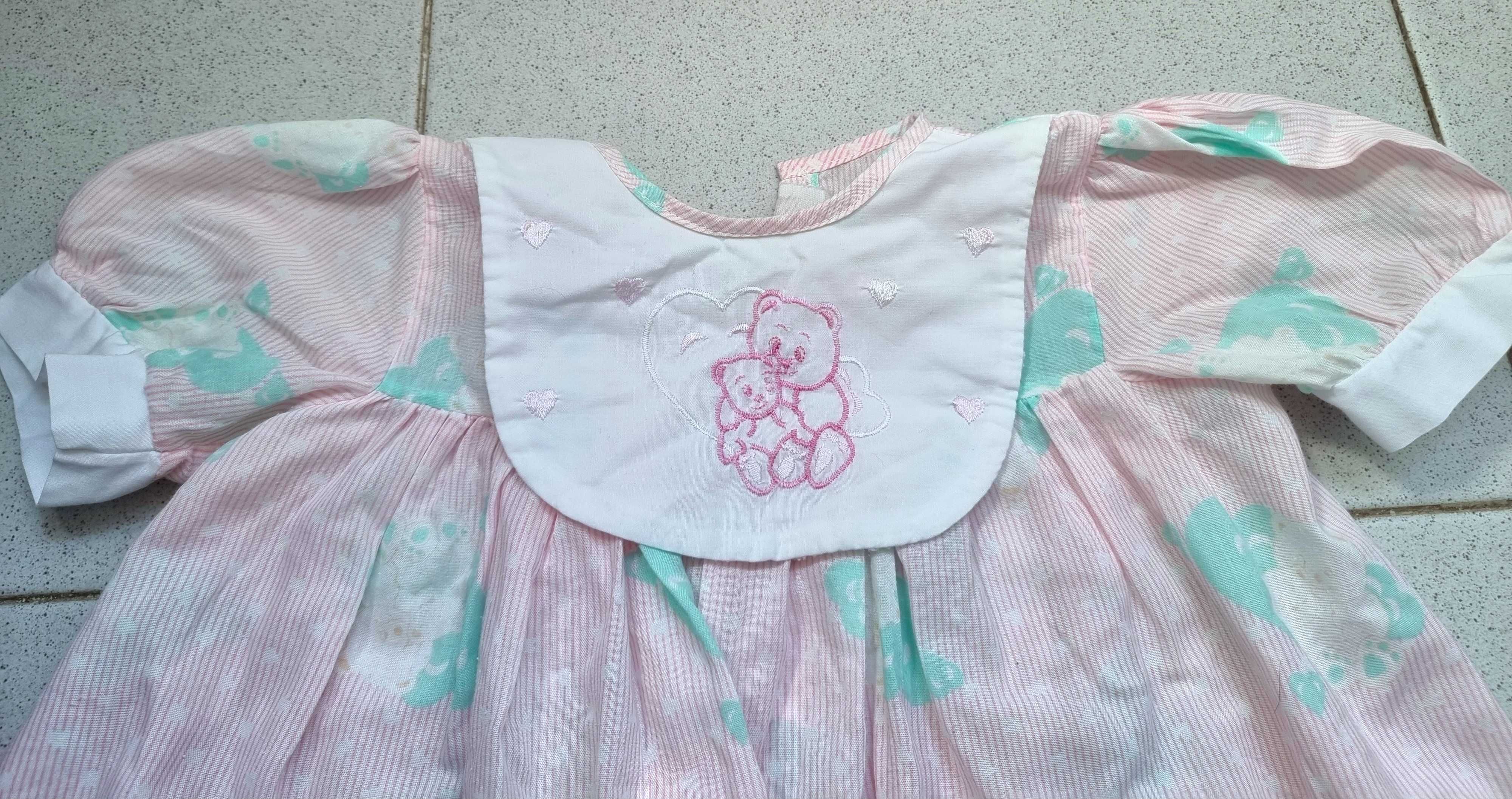 Vestido fresco em tons de rosa com ursinhos, 2 anos