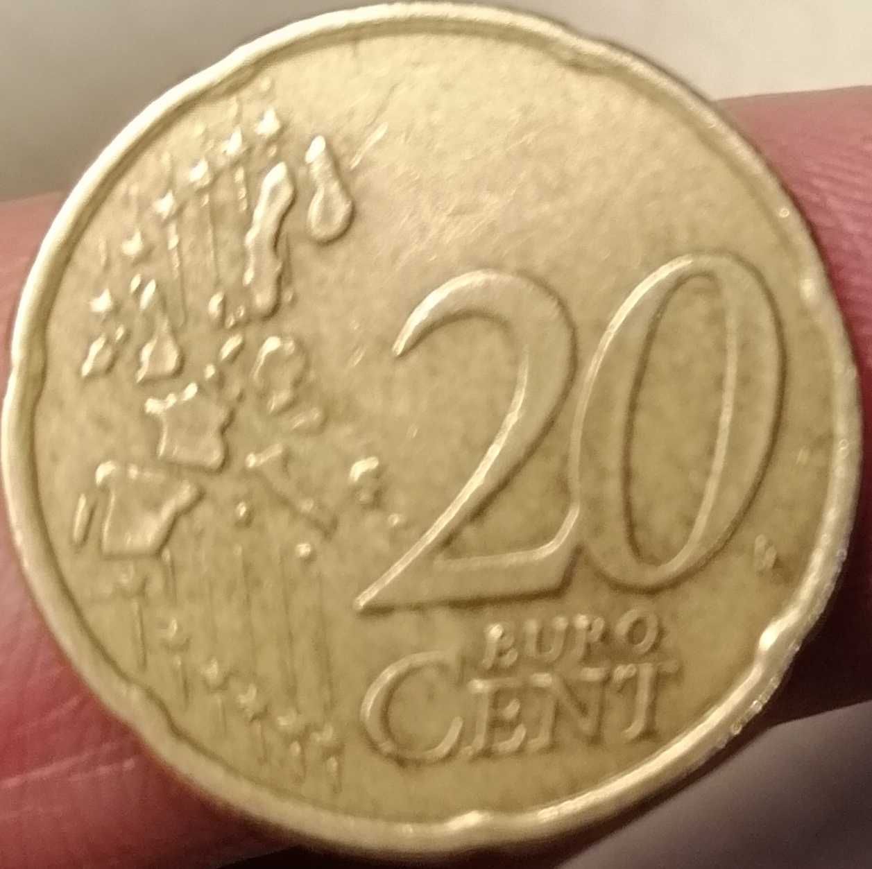 Moeda de 20 centimos rara Grega de 2002