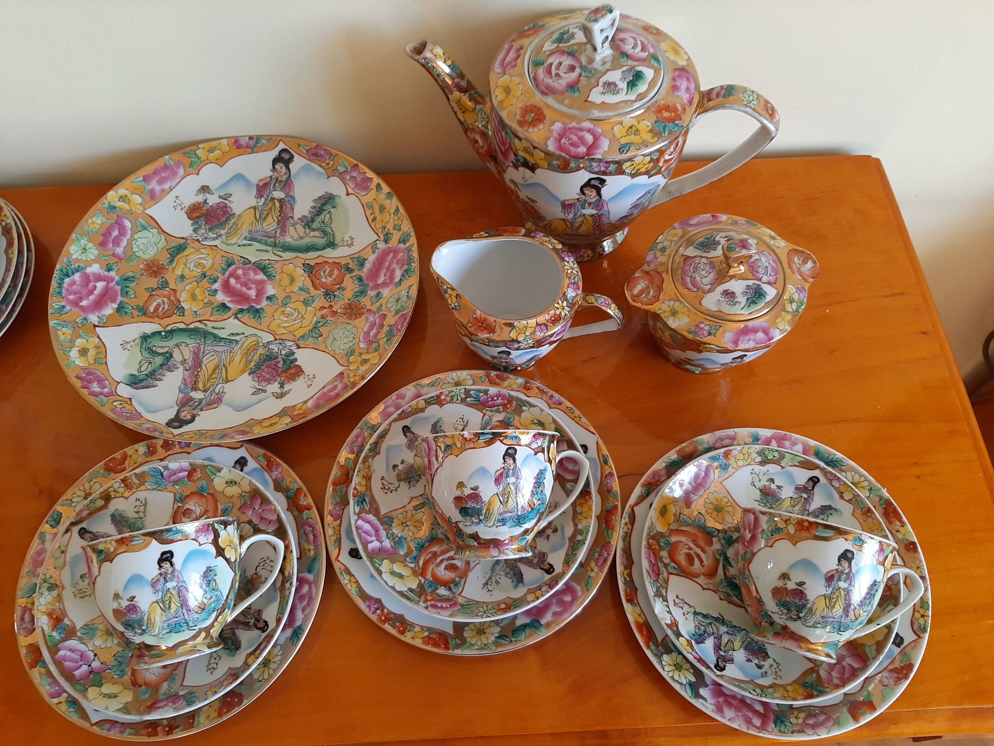 Serwis do herbaty kawy 3 osoby chiński vintage kolekcje