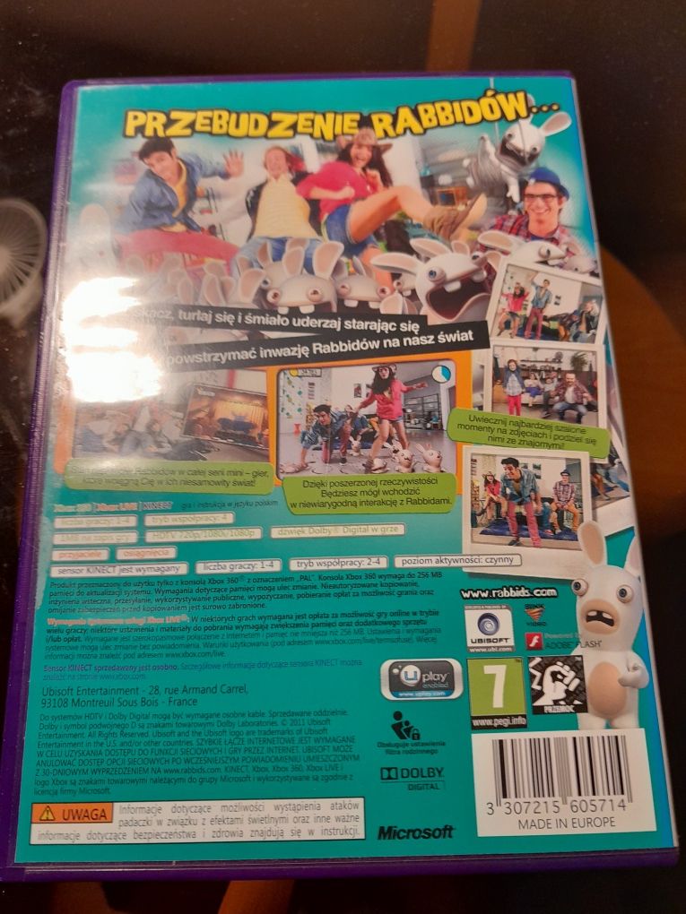 Kinect Rabbids na żywo i w kolorze Pl..Stan cd idealny.x box 360