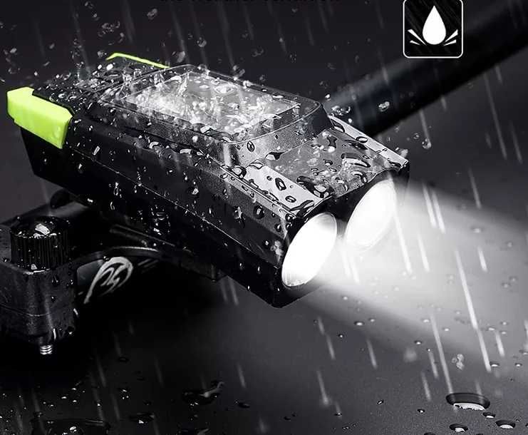 Lampka rowerowa LED 3w1 Bezprzewodowy Licznik Klakson 800 lm 4000 mAh