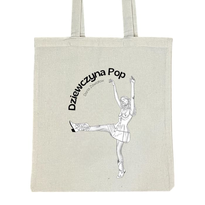 Beżowa bawełniana torba tote bag Daria Zawiałow custom Dziewczyna Pop