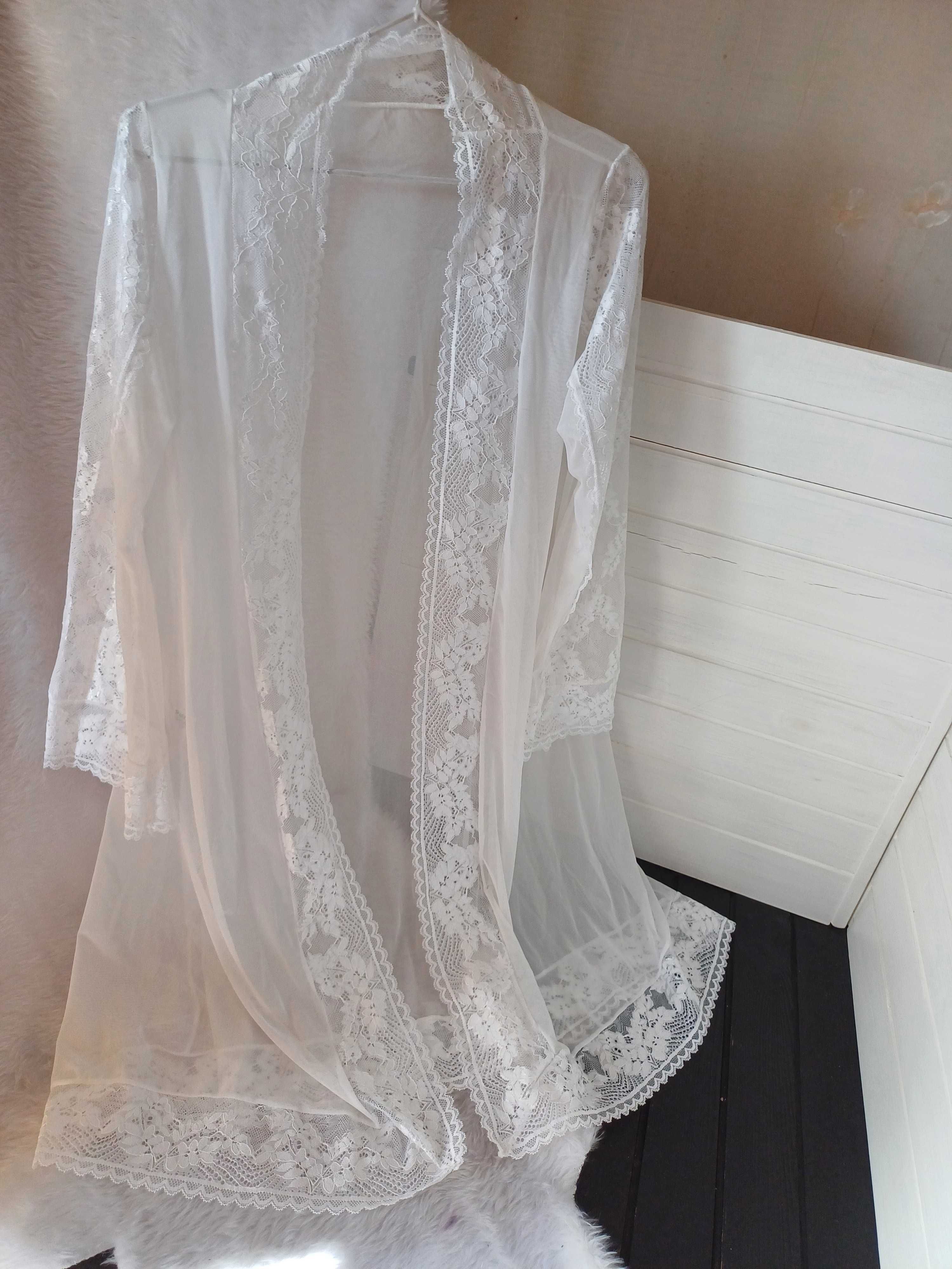 Мереживний кружевной прозорий білий халат халатик для фотосесії роз. М