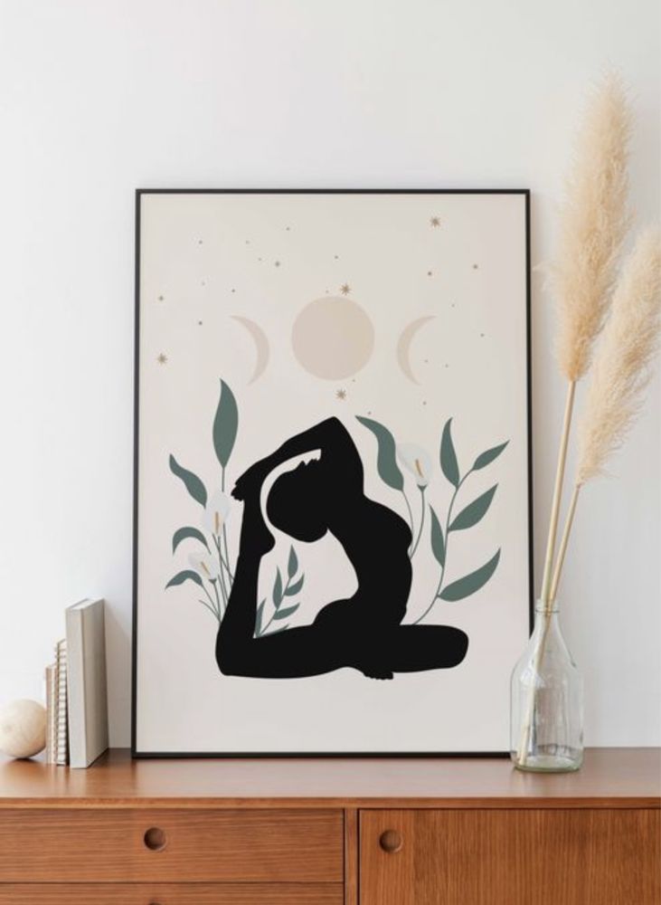 Plakat 40x50 cm joga yoga akro strech czarna sylwetka