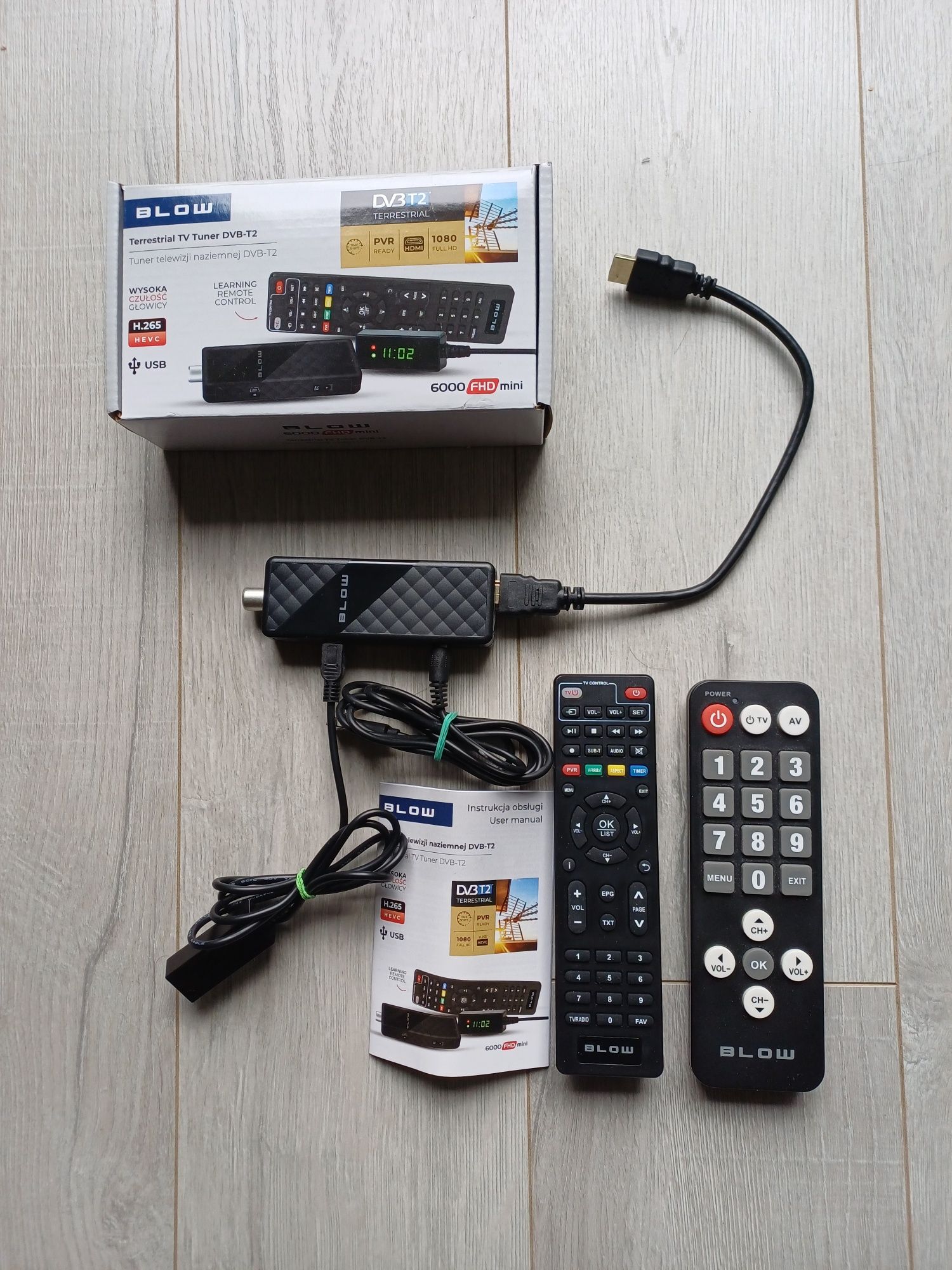 Dekoder tuner DVB-T2 Blow 6000FHD mini + dodatkowy Pilot dla seniora