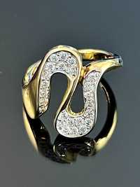 Srebro - Srebrny pierścionek, pozłacany 24 karatowym złotem.