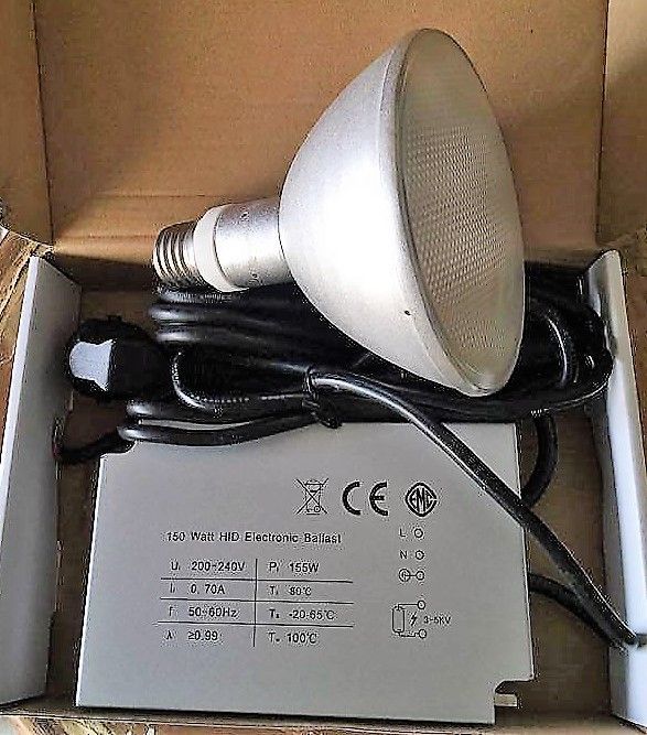 Lâmpada HID para repteis (calor, luz, UVB e UVA) com balastro de 150W