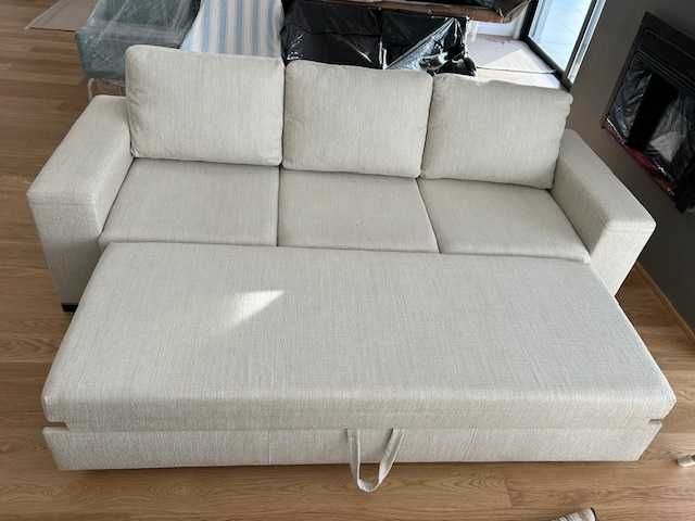 Sofá-cama grande, moderno, em excelente estado, tecido Aquaclean