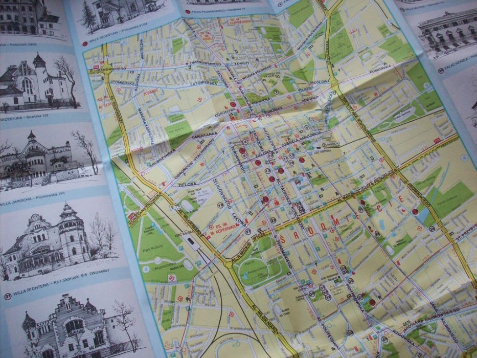 Łódź plan centrum. Pałace Ziemi Obiecanej. 1991.