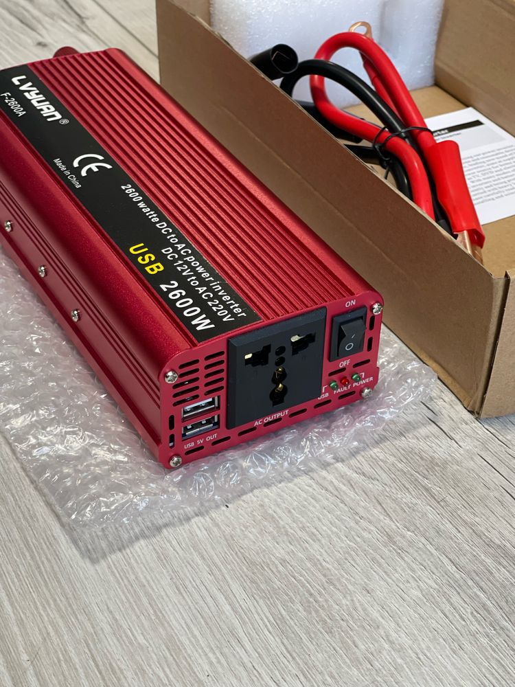 В НАЯВНОСТІ! Інвертор (перетворювач енергії) 12V DC to AC 220V 2600W