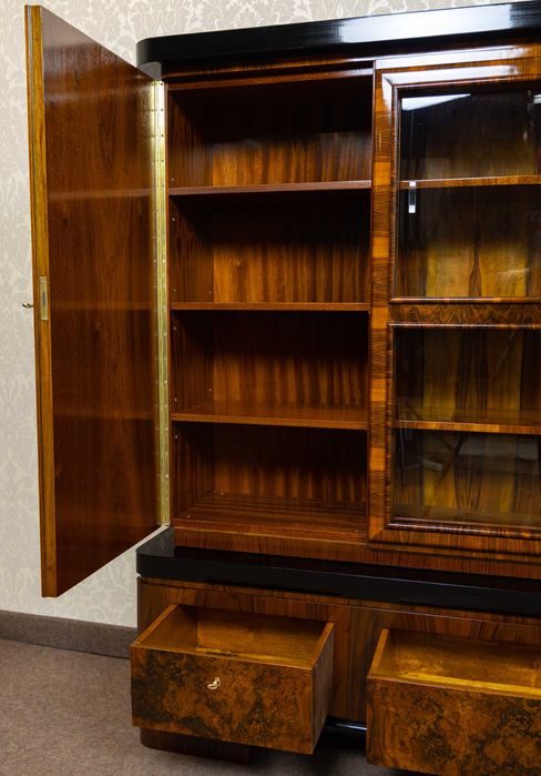 Biblioteka art deco orzech połysk politura stara antyk