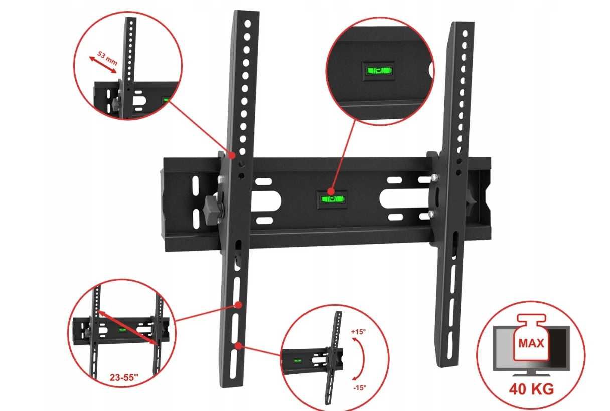 Regulowany Uchwyt TV Do Telewizora Wieszak 23-55 Cali | WYPRZEDAŻ -20%