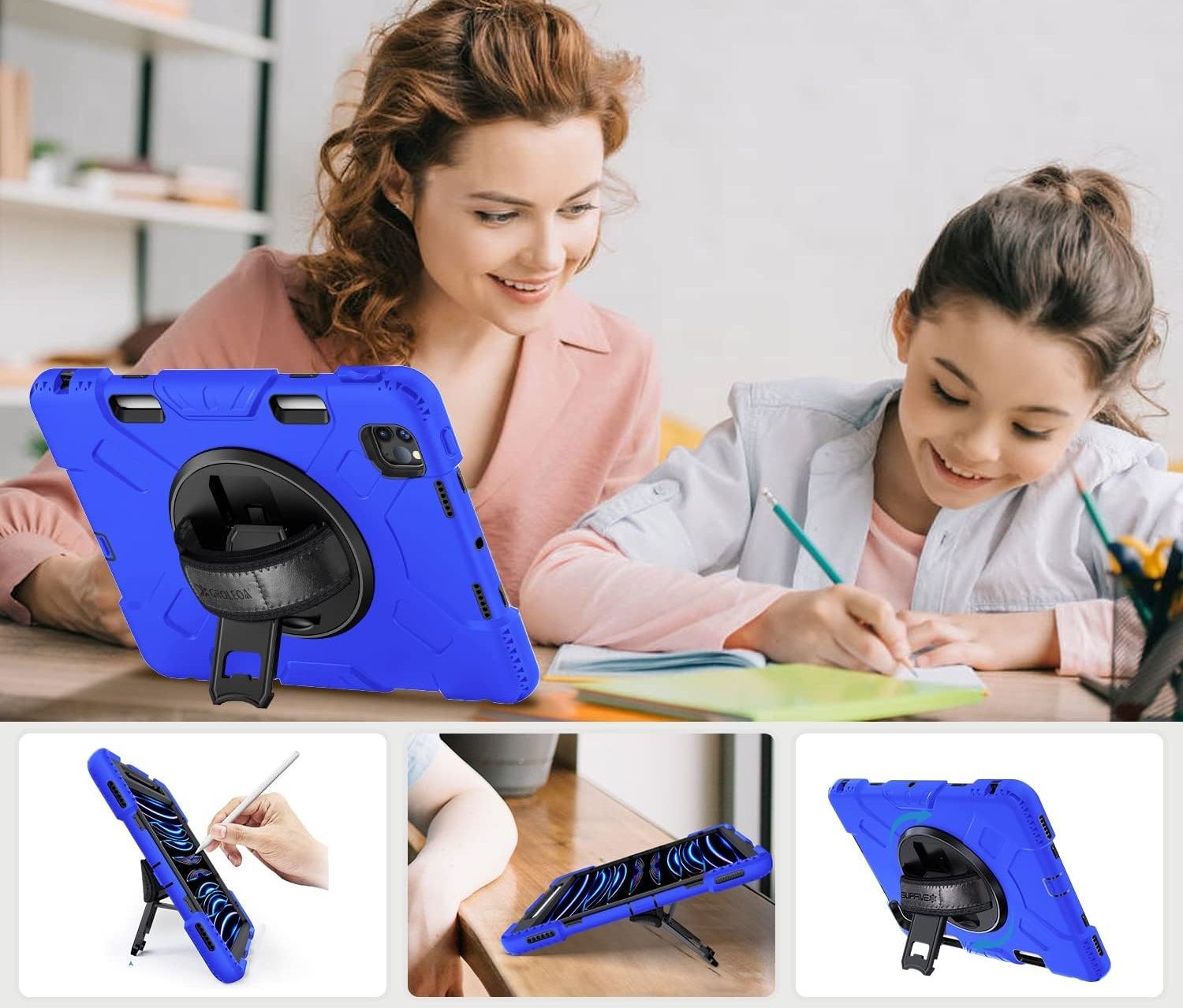 Etui do iPad Pro 5/4/3 12.9" Podstawka i Miejsce na Rysik Niebieskie