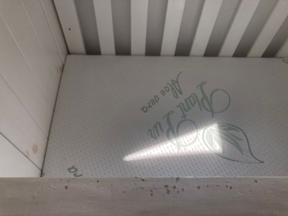 Łóżeczko Pinio + materac PlantPur baby 60x120