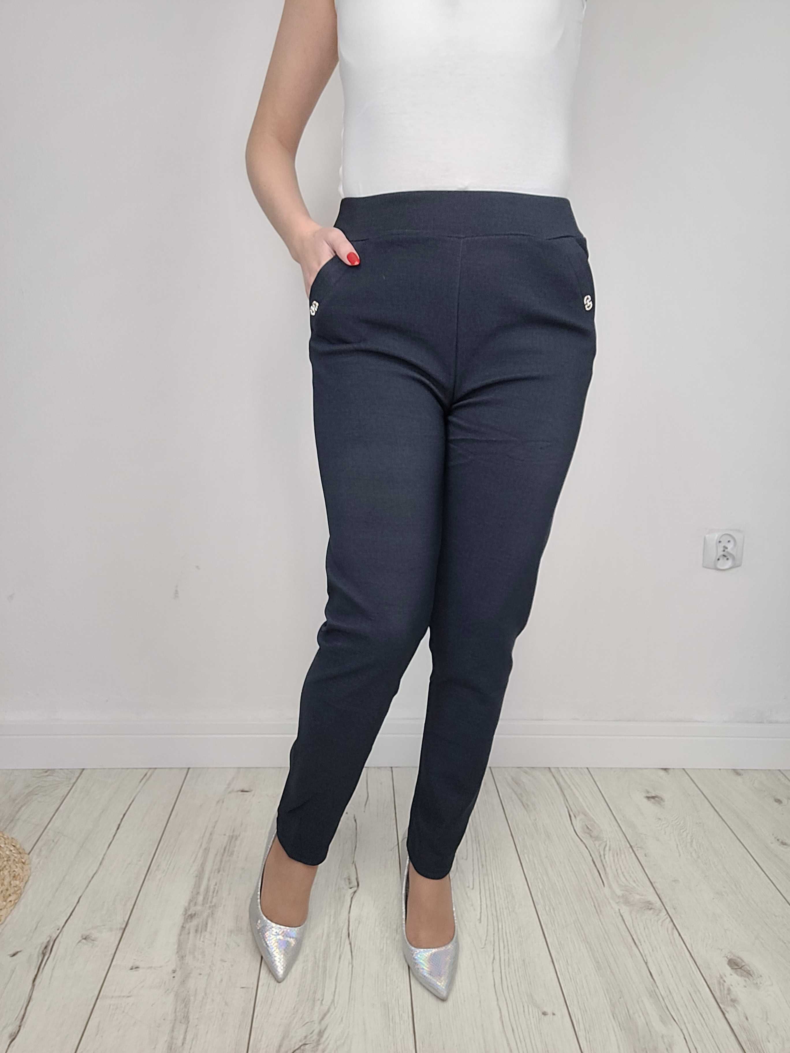 CZARNE spodnie XXL-6XL elaganckie klasyczne damskie spodnie