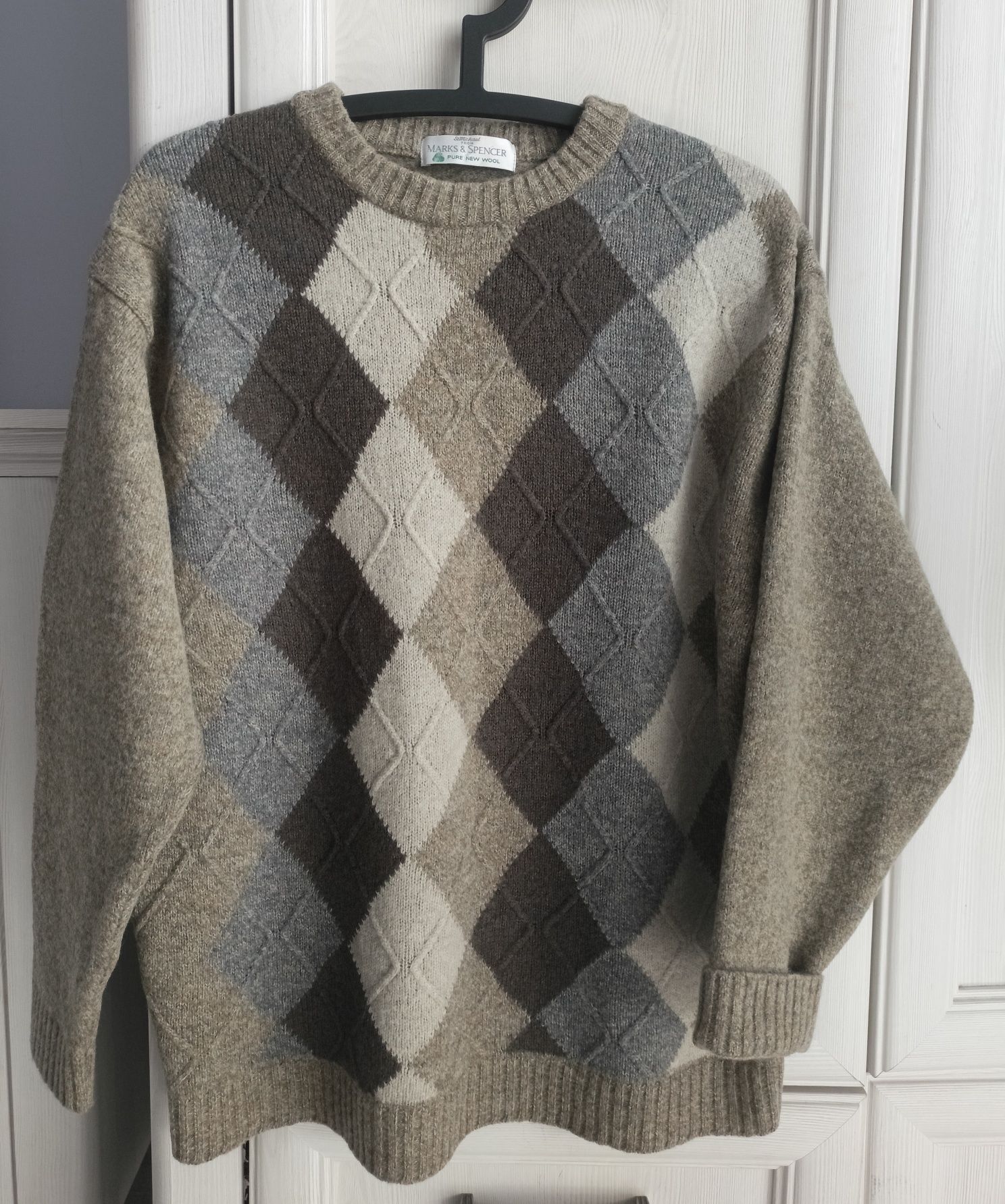 M L XL oversize wełniany sweter vintage lata 80-te stan idealny unisex