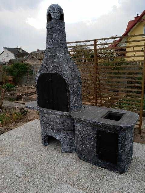 Piękny DUŻY GRILL Z WĘDZARNIA ! grill betonowy 3w1 Gw4