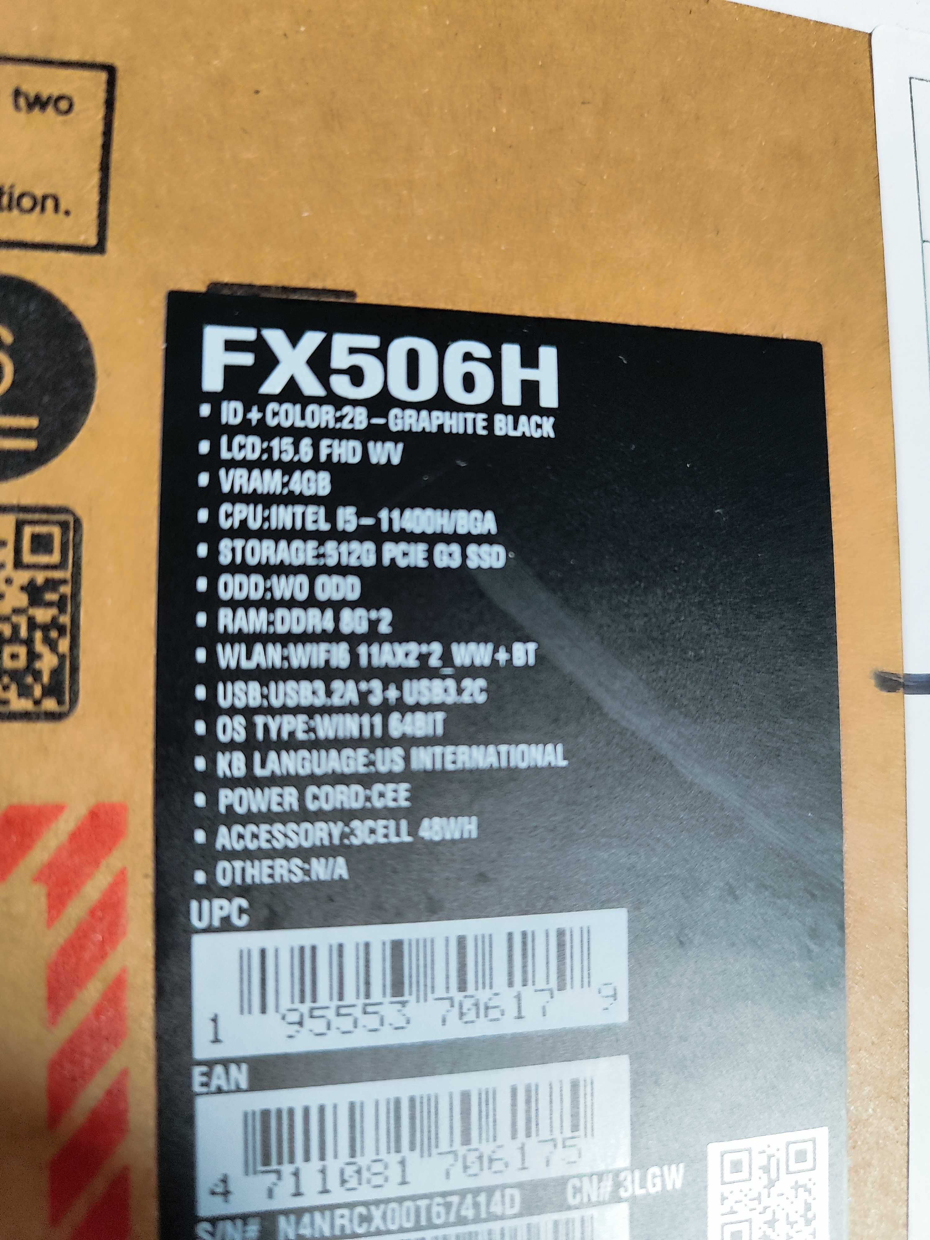 Laptop ASUS TUF Gaming F15 FX506HC [uszkodzona karta WiFi?]