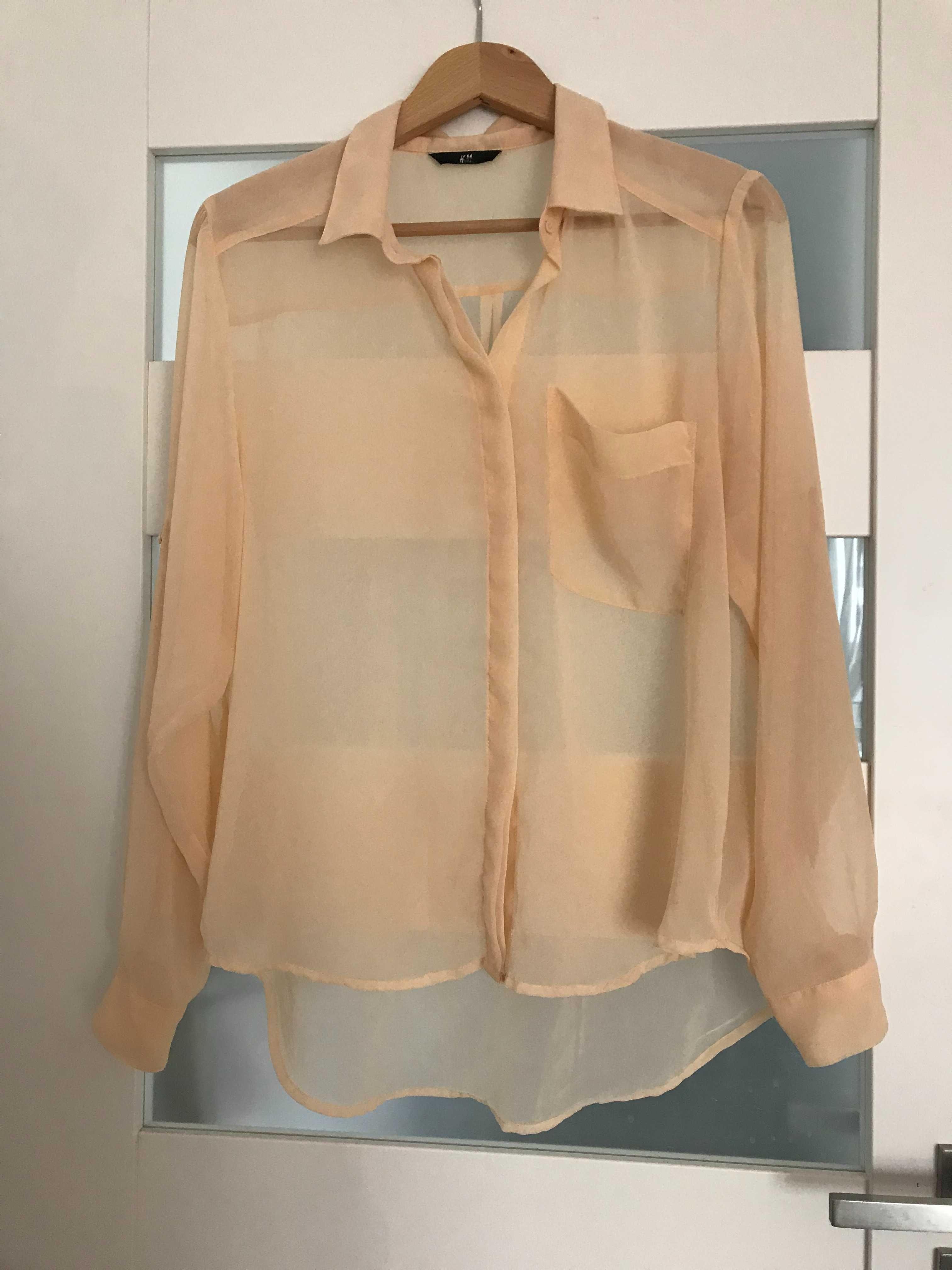 H&M morelowa, prześwitująca koszula oversize M/L/XL