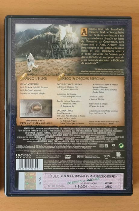 Filme em DVD "O Senhor dos Anéis - O Regresso do Rei"