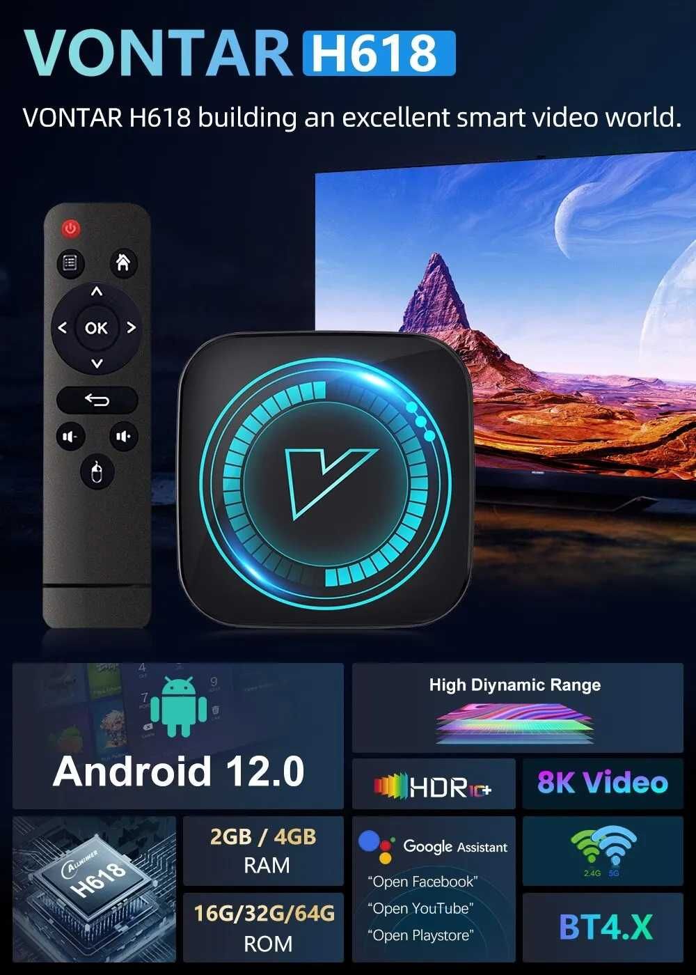 TV Box Android VONTAR H618 2GB + 16GB